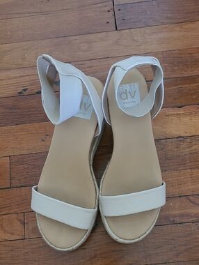 DV by Dolce Vita Cream Espadrille Wedge Sandals with Elastic Ankle Strap